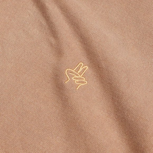 ONLY NY Peace Embroidery Hoodie Light Brown Size S - Picture 4 of 4